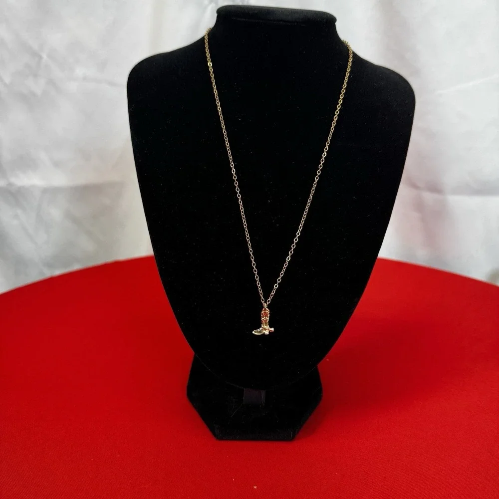 Cowboy Boot Necklace Gold‎ Tone Adjustable